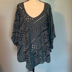 Free People Blue Split Sleeve Poncho